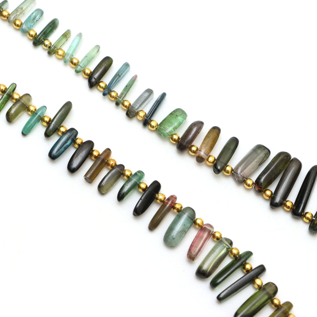 Multi Tourmaline Smooth Chips Beads