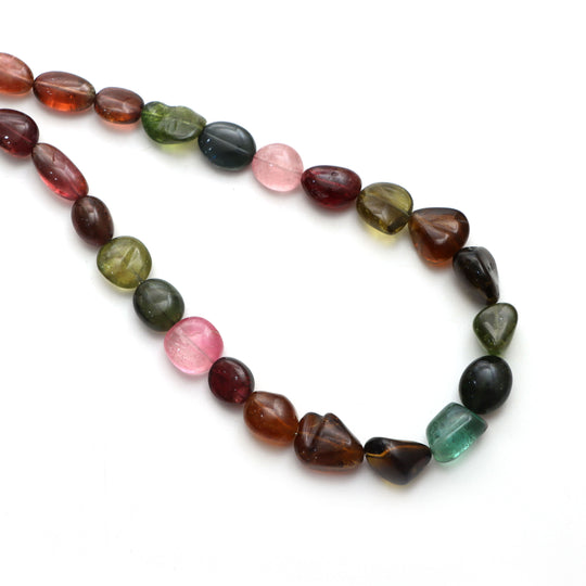 Multi Tourmaline Smooth Tumble Beads, 6.5x7 mm to 11x13 mm, Multi Tourmaline Jewelry Making Beads, 20 Inches Full Strand, Price Per Strand