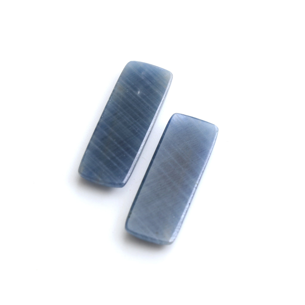 Natural Blue Sapphire Faceted Rectangle Loose Gemstone, 12x34 mm, Blue Sapphire Rectangle Jewelry Making Loose Gemstone , Pair ( 2 Pieces ) - National Facets, Gemstone Manufacturer, Natural Gemstones, Gemstone Beads