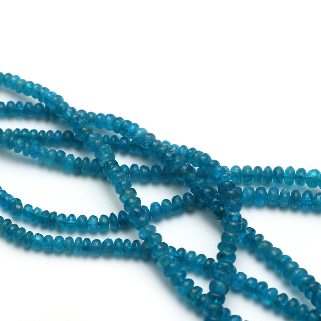Natural Neon Apatite Smooth Rondelle Beads, 4 mm to 6.5 mm, Neon Apatite Jewelry Handmade Gift for Women, 18 Inches, Price Per Strand - National Facets, Gemstone Manufacturer, Natural Gemstones, Gemstone Beads, Gemstone Carvings