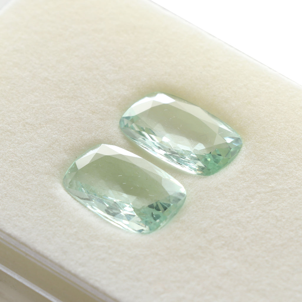 Natural Aquamarine Faceted Rectangle Loose Gemstone, 13x20 mm, Aquamarine Jewelry Making Gemstone, Pair ( 2 Pieces ) - National Facets, Gemstone Manufacturer, Natural Gemstones, Gemstone Beads