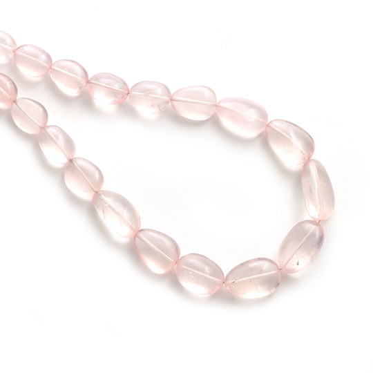ローズクォーツ スムース タンブル ビーズ、7x9 mm ～ 12x19 mm、ローズクォーツ ジュエリー メイキング ビーズ、20 インチ フル ストランド、1 ストランドあたりの価格