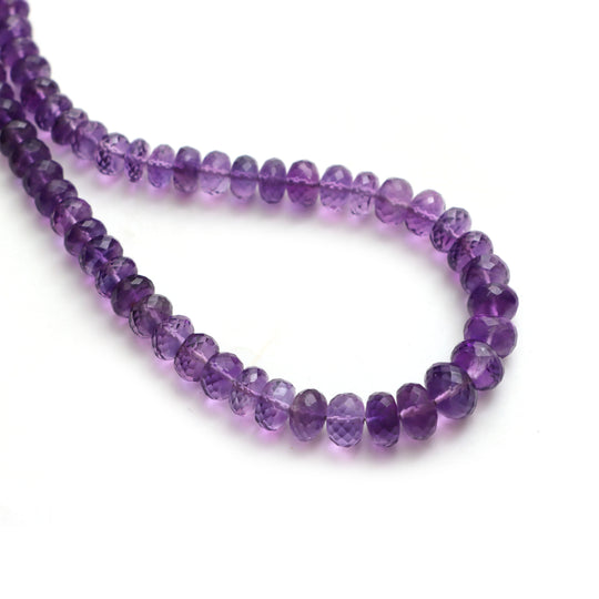 Amethyst Faceted Rondelle Beads, 4 mm to 9 mm, Amethyst Beads, Purple Amethyst, 13 Inches Full Strand, Price Per Strand
