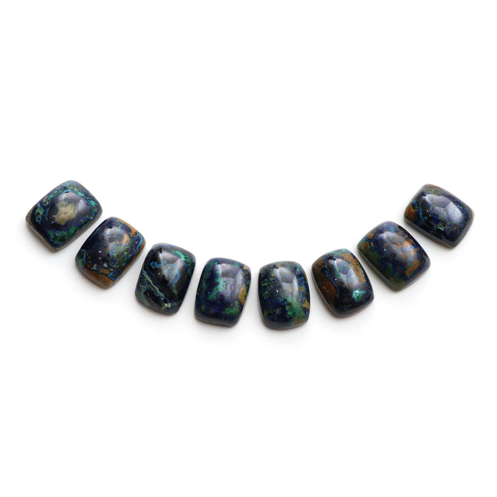 Natural Azurite Malachite Smooth Rectangle Cabochon, 12x16 mm, Azurite Malachite Jewelry Making Loose Gemstone - Malachite Cabochon, 8 Pieces - National Facets, Gemstone Manufacturer, Natural Gemstones, Gemstone Beads