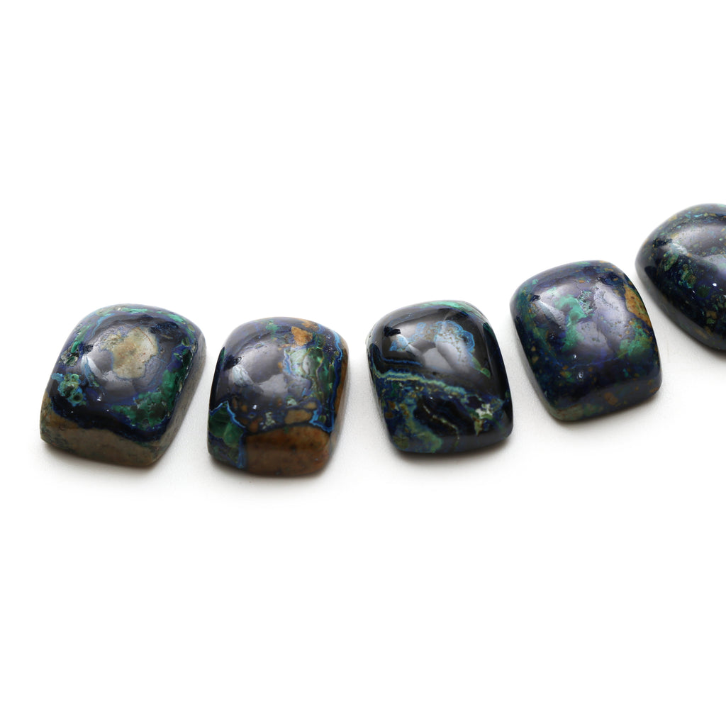 Natural Azurite Malachite Smooth Rectangle Cabochon, 12x16 mm, Azurite Malachite Jewelry Making Loose Gemstone - Malachite Cabochon, 8 Pieces - National Facets, Gemstone Manufacturer, Natural Gemstones, Gemstone Beads