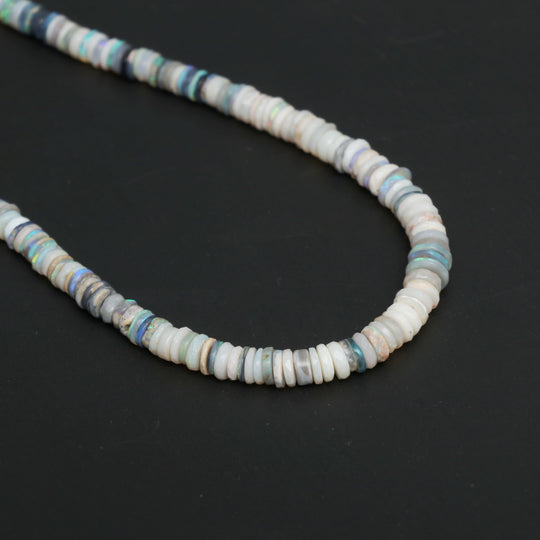 Natural Australian Opal Smooth and Faceted Tyre Beads, 3.5 mm to 7 mm, Australian Opal Jewelry Making Beads, 16 Inches Full Strand, Price Per Strand
