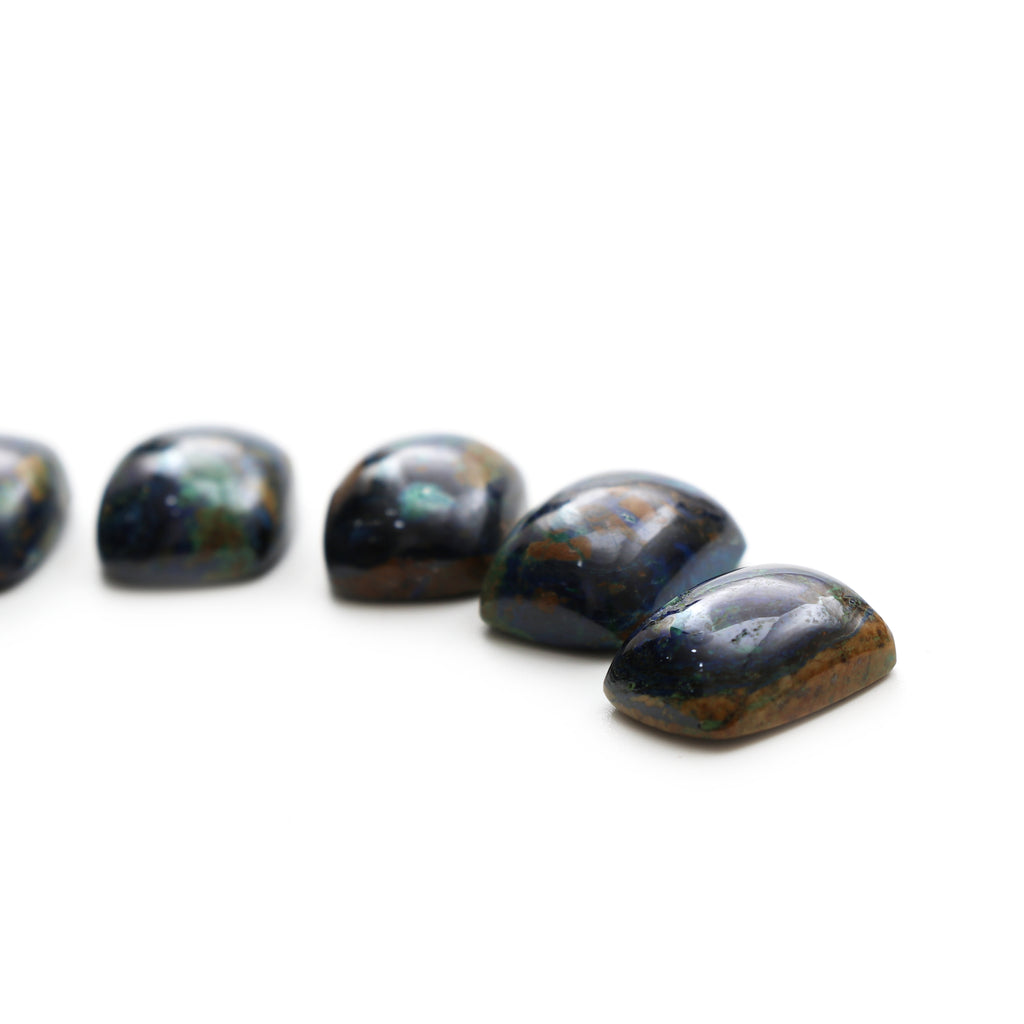 Natural Azurite Malachite Smooth Rectangle Cabochon, 12x16 mm, Azurite Malachite Jewelry Making Loose Gemstone - Malachite Cabochon, 8 Pieces - National Facets, Gemstone Manufacturer, Natural Gemstones, Gemstone Beads