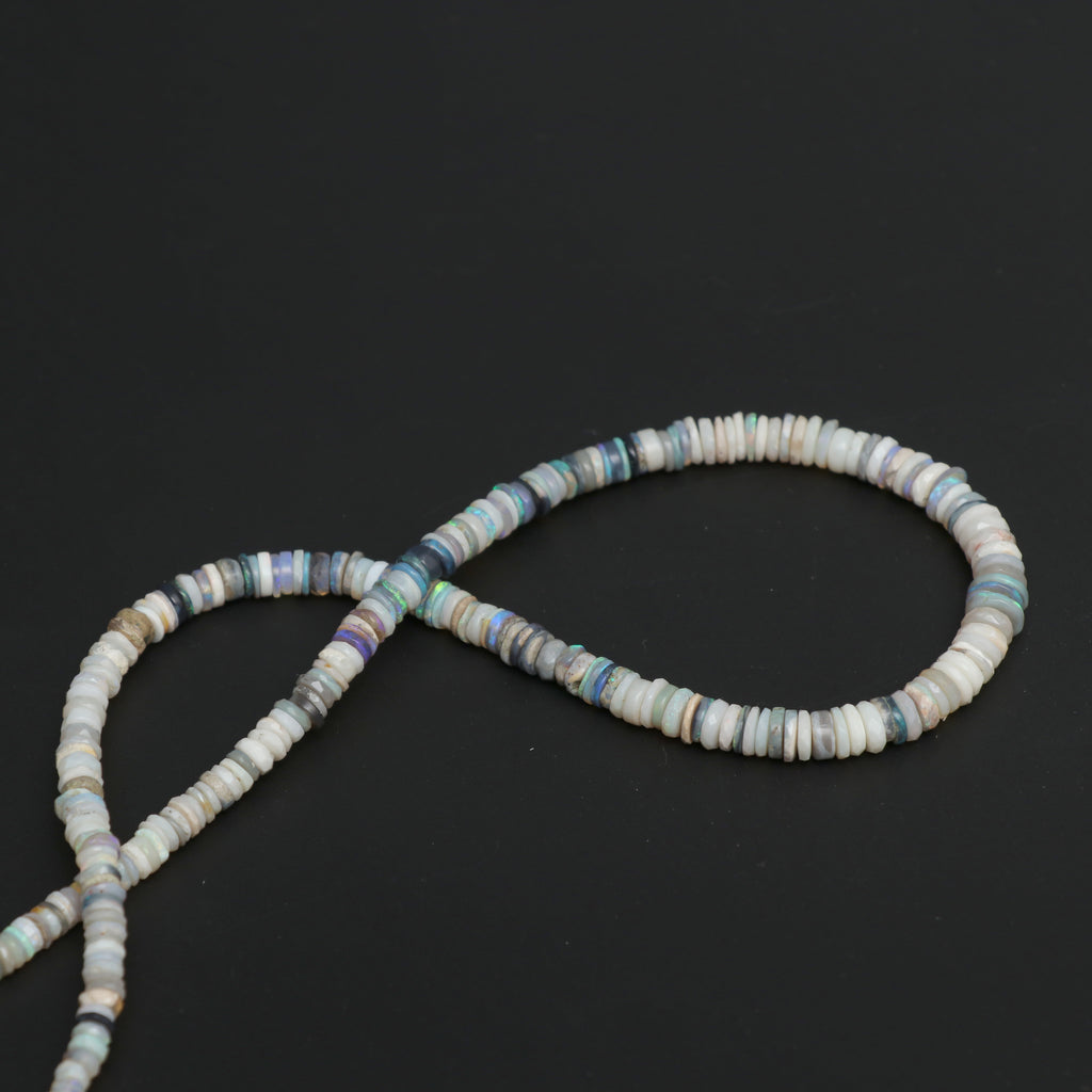 Natural Australian Opal Smooth and Faceted Tyre Beads, 3.5 mm to 7 mm, Australian Opal Tyre Beads, 16 Inches Full Strand, Price Per Strand - National Facets, Gemstone Manufacturer, Natural Gemstones, Gemstone Beads, Gemstone Carvings