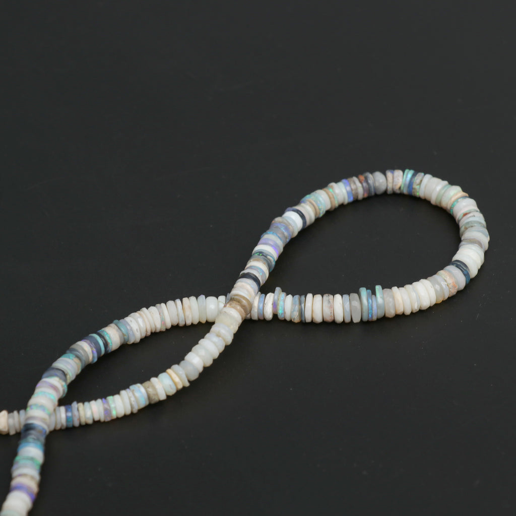 Natural Australian Opal Smooth and Faceted Tyre Beads, 3.5 mm to 7 mm, Australian Opal Tyre Beads, 16 Inches Full Strand, Price Per Strand - National Facets, Gemstone Manufacturer, Natural Gemstones, Gemstone Beads, Gemstone Carvings