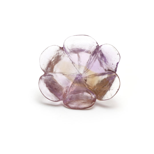 Natural Ametrine Flower Carving Loose Gemstone, 36x39 mm, Ametrine Jewelry Handmade Gift for Women, 1 Piece