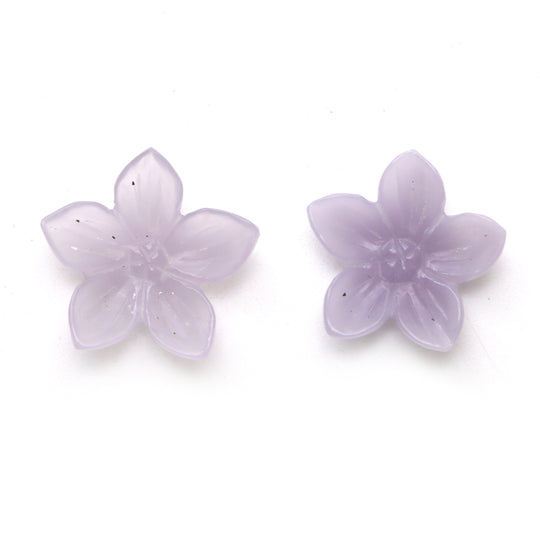 イットリウム フローライト フラワー カービング ルース ジェムストーン、21.5x22 ～ 23x23 mm、イットリウム フローライト ジュエリーメイキング ジェムストーン、ペア (2 個)