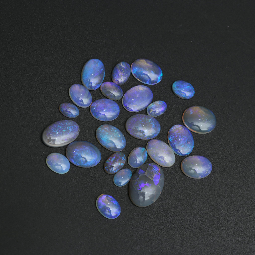 Natural Australian Opal Smooth Oval Loose Gemstone, Australian Opal Cabochon, 5x7 mm to 11x15.5 mm, Smooth Cabochon Gemstone, 24 Pieces - National Facets, Gemstone Manufacturer, Natural Gemstones, Gemstone Beads