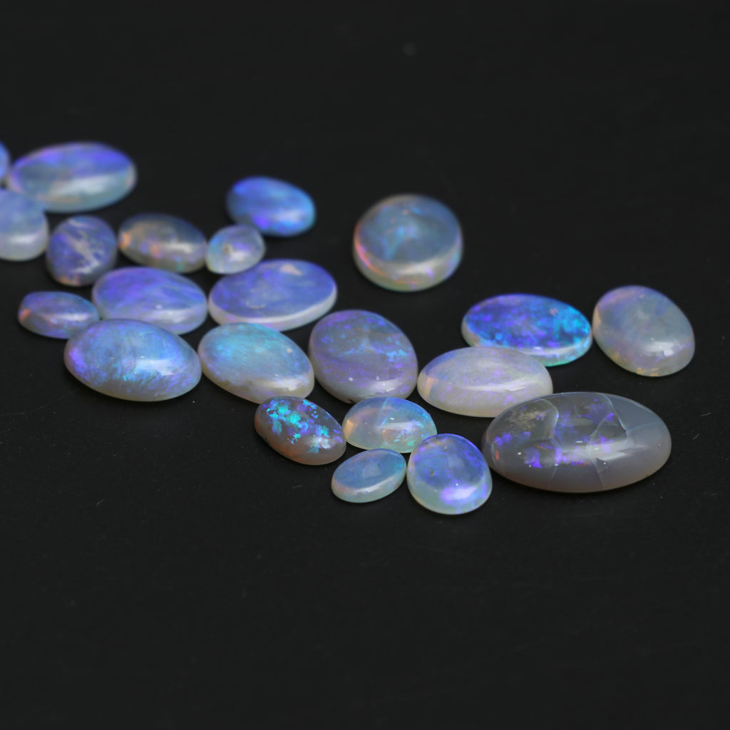 Natural Australian Opal Smooth Oval Loose Gemstone, Australian Opal Cabochon, 5x7 mm to 11x15.5 mm, Smooth Cabochon Gemstone, 24 Pieces - National Facets, Gemstone Manufacturer, Natural Gemstones, Gemstone Beads