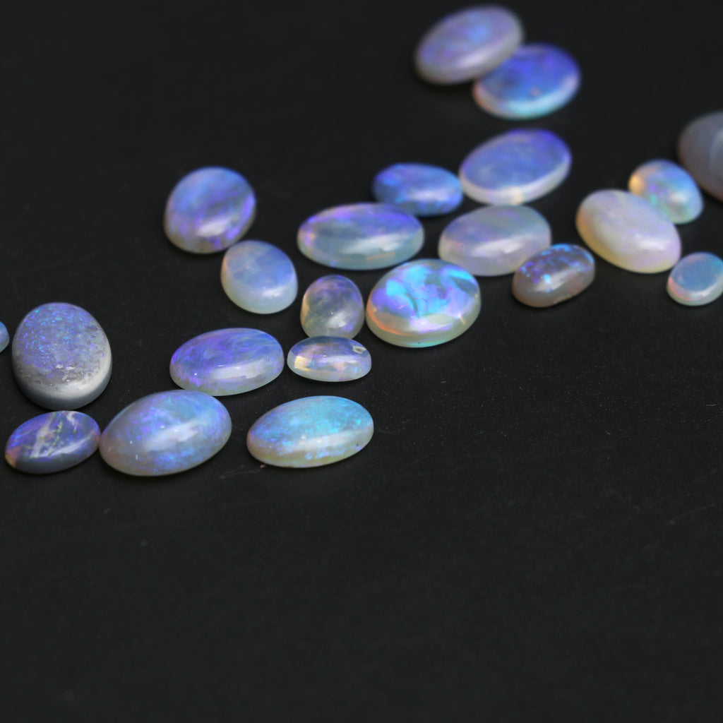 Natural Australian Opal Smooth Oval Loose Gemstone, Australian Opal Cabochon, 5x7 mm to 11x15.5 mm, Smooth Cabochon Gemstone, 24 Pieces - National Facets, Gemstone Manufacturer, Natural Gemstones, Gemstone Beads