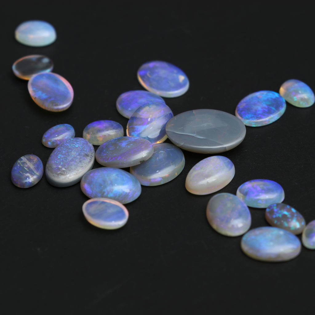 Natural Australian Opal Smooth Oval Loose Gemstone, Australian Opal Cabochon, 5x7 mm to 11x15.5 mm, Smooth Cabochon Gemstone, 24 Pieces - National Facets, Gemstone Manufacturer, Natural Gemstones, Gemstone Beads