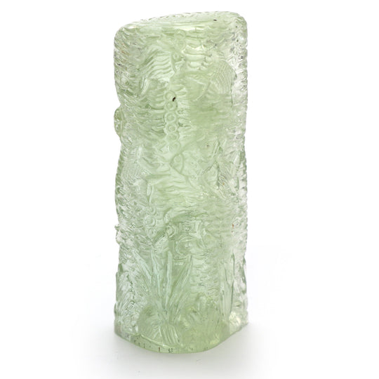Green Aquamarine Tube Carving Loose Gemstone, 24x65 mm, Aquamarine Jewelry Making Gemstone, 1 Piece