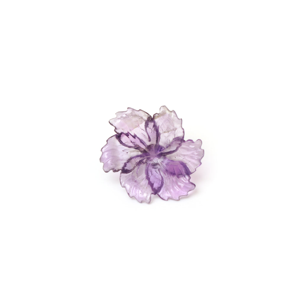 Natural Amethyst Flower Carving Loose Gemstone, 21x25 mm, Amethyst Jewelry Handmade Gift for Women, 1 Piece - National Facets, Gemstone Manufacturer, Natural Gemstones, Gemstone Beads, Gemstone Carvings
