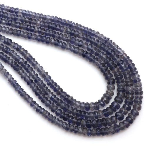 Iolite Faceted Rondelle Beads, 3 mm to 5 mm, Iolite Jewelry Making Beads, 18 Inches Full Strand, Price Per Strand