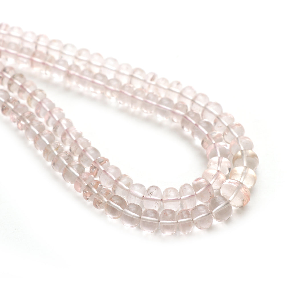 Morganite Smooth Rondelle Beads, 6 mm to 8 mm, Morganite Jewelry Handmade Gift for Women, 18 Inches Full Strand, Price Per Strand - National Facets, Gemstone Manufacturer, Natural Gemstones, Gemstone Beads, Gemstone Carvings