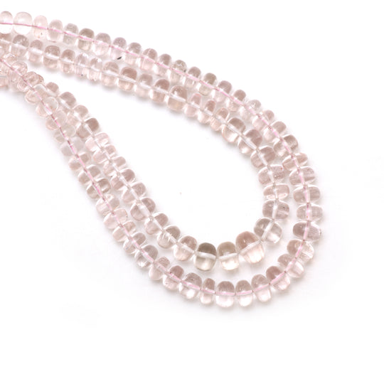 Morganite Smooth Rondelle Beads, 6 mm to 8 mm, Morganite Jewelry Making Beads, 18 Inches Full Strand, Price Per Strand