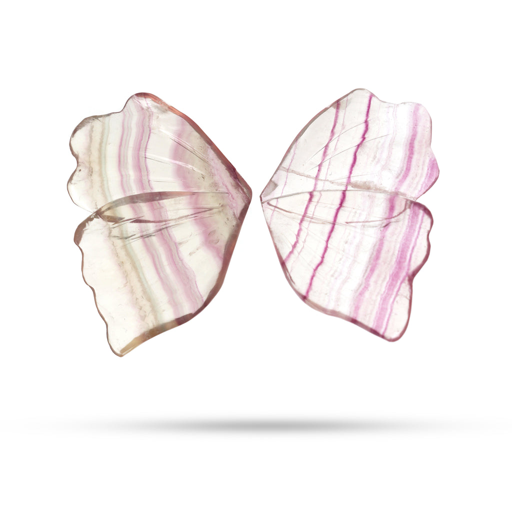 Natural Pink Fluorite Wings Carving Loose Gemstone, 27x40 mm, Fluorite Carving, Fluorite Wings Jewelry Making Gemstone, Pair ( 2 Pieces ) - National Facets, Gemstone Manufacturer, Natural Gemstones, Gemstone Beads, Gemstone Carvings