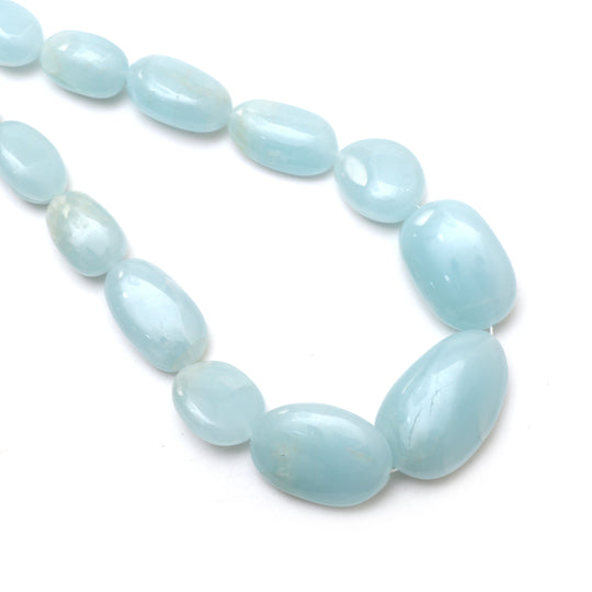 Aquamarine Smooth Tumble Beads, 11.5x14.5 mm to 25x38 mm, Aquamarine Jewelry Making Beads, 20 Inches Strand, Price Per Strand