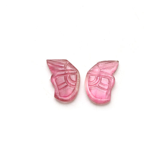 Natural Tourmaline Wings Carving Loose Gemstone, 10x15 mm, Tourmaline Jewelry Making Gemstone, Pair ( 2 Pieces )