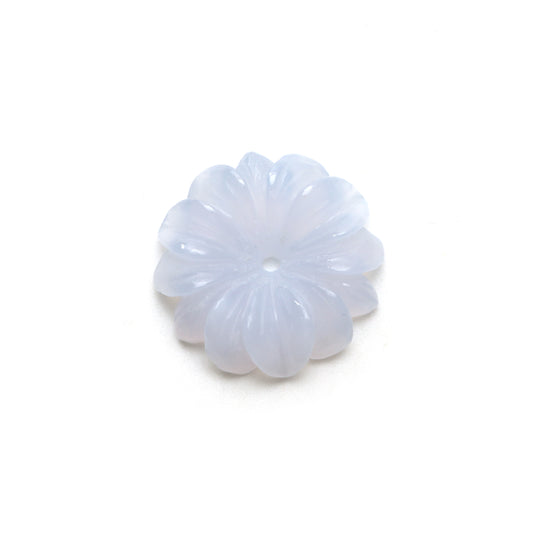 Natural Blue Chalcedony Flower Carving Loose Gemstone, 26.5x26.5 mm, Blue Chalcedony Jewelry Making Gemstone, 1 Piece