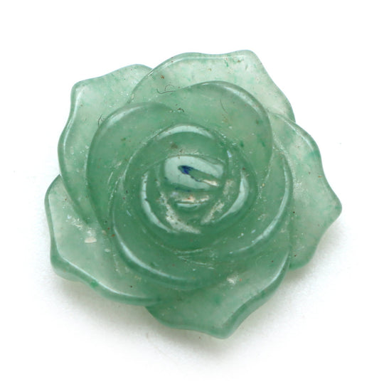 Green Quartz Flower Carving Loose Gemstone, 18x19 mm, Green Quartz Jewelry Making Gemstone, 1 Piece
