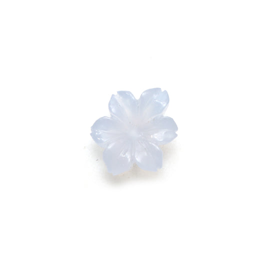 Natural Blue Chalcedony Flower Carving Loose Gemstone, 14.5x18 mm, Blue Chalcedony Jewelry Making Gemstone, 1 Piece