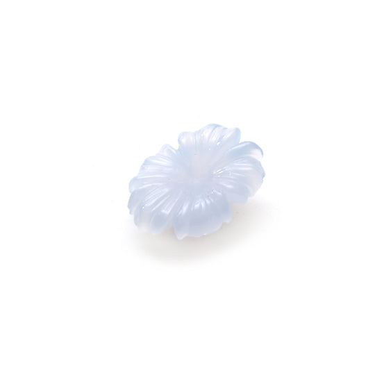 Natural Blue Chalcedony Flower Carving Loose Gemstone, 18x25 mm, Blue Chalcedony Jewelry Making Gemstone, 1 Piece
