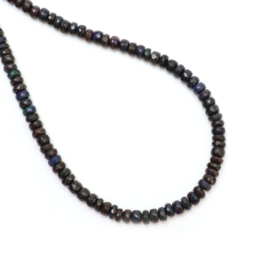 Dyed Black Ethiopian Opal Faceted Rondelle Beads, 5.5 mm, Opal Jewelry Making Beads, 18 Inches Strand, Price Per Strand