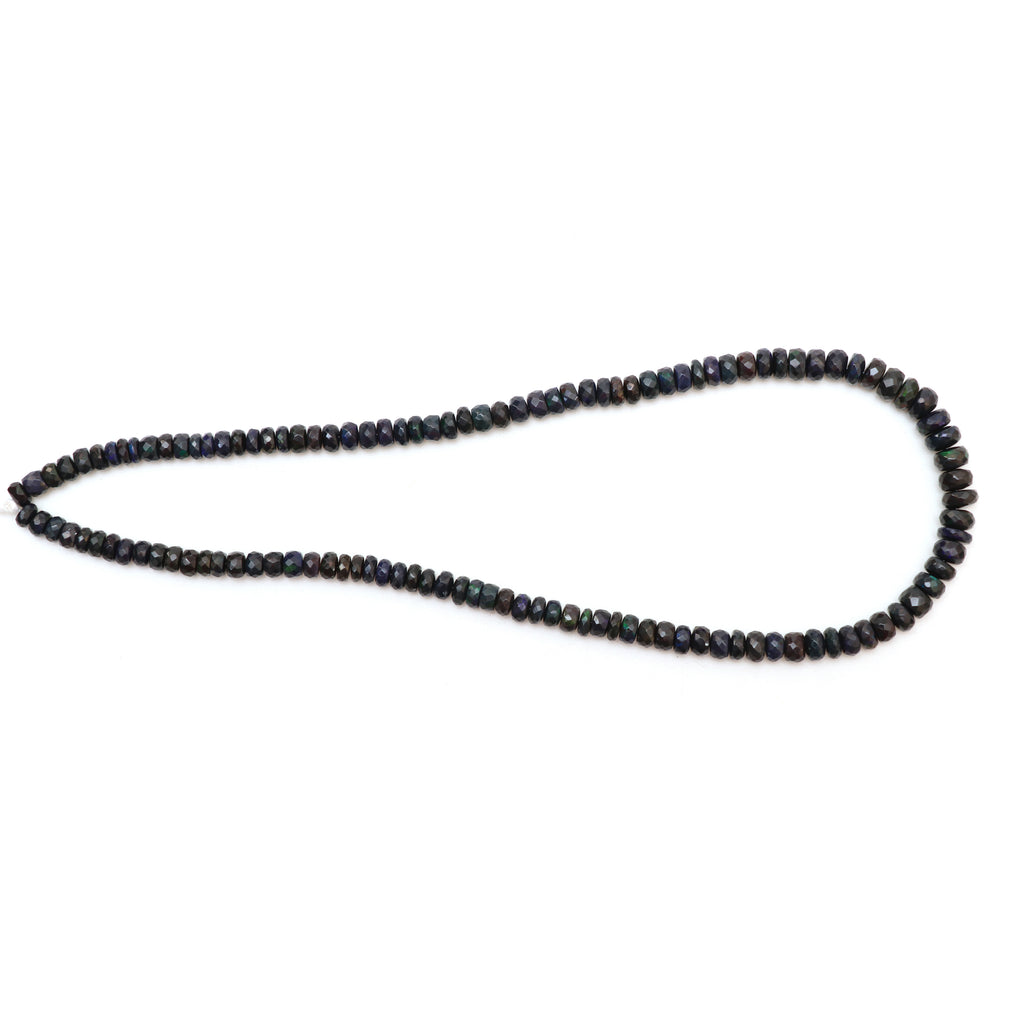 Dyed Black Ethiopian Opal Faceted Rondelle Beads, 6 mm to 8 mm, Opal Jewelry Handmade Gift for Women, 18 Inches Strand, Price Per Strand - National Facets, Gemstone Manufacturer, Natural Gemstones, Gemstone Beads, Gemstone Carvings