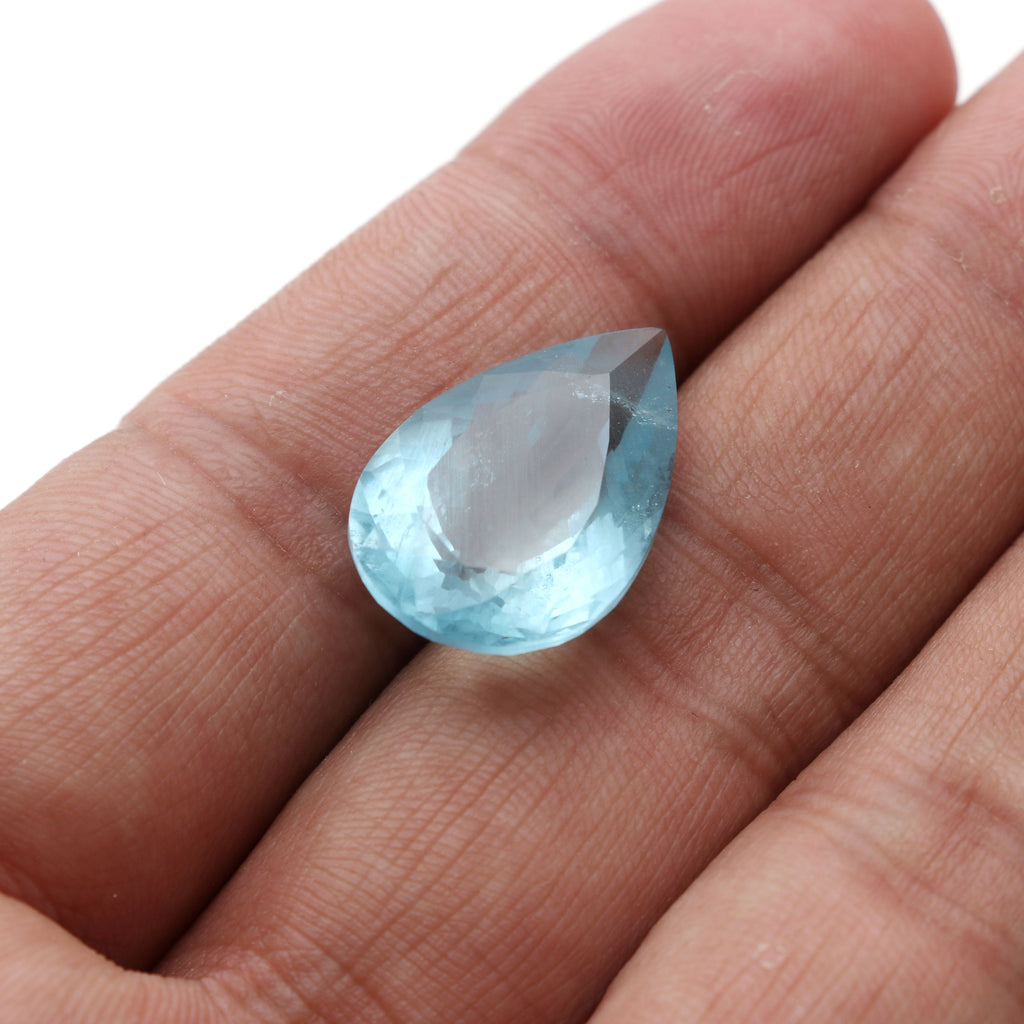 Aquamarine Faceted Pear Loose Gemstone, 21.5x14 mm, Aquamarine Jewelry Handmade Gift for Women, 1 Piece - National Facets, Gemstone Manufacturer, Natural Gemstones, Gemstone Beads