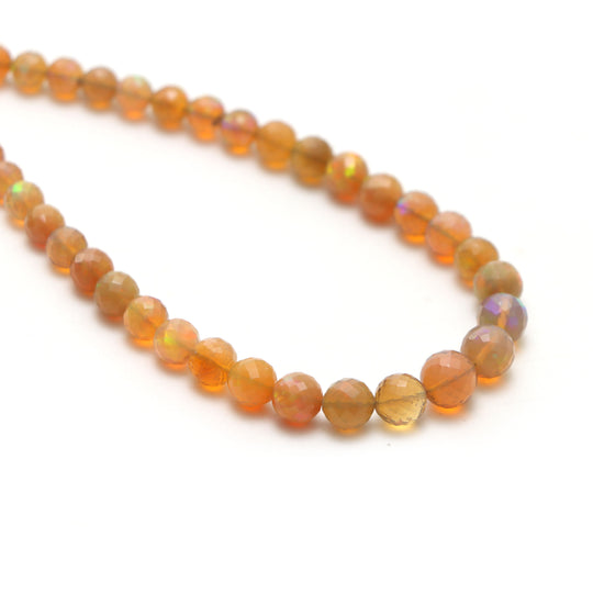 Ethiopian Opal Faceted Round Balls Beads, 4 mm To 7 mm, Ethiopian Opal Beads, October Birthstone, 17 Inches Full Strand, Price Per Strand