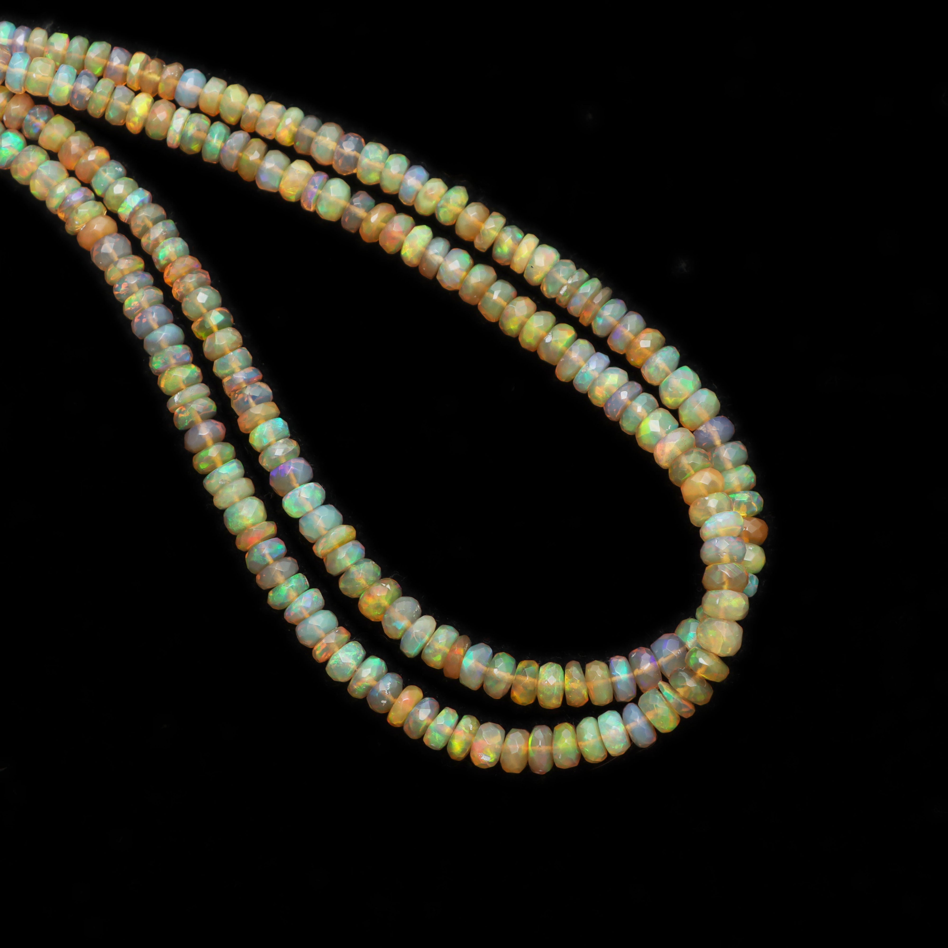 Ethiopian Opal Faceted Rondelle Beads, 3 mm To 5 mm, Ethiopian Opal Be –  National Facets