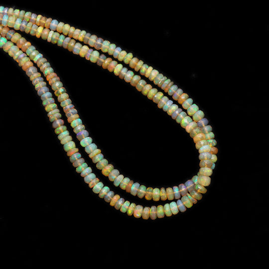 Ethiopian Opal Faceted Rondelle Beads, 3 mm To 5 mm, Ethiopian Opal Beads, October Birthstone, 17 Inches Full Strand, Price Per Strand