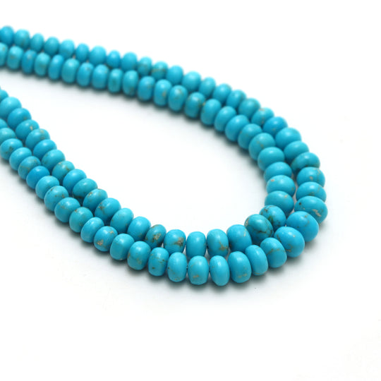 4 mm To 7 mm Turquoise Smooth Rondelle Beads