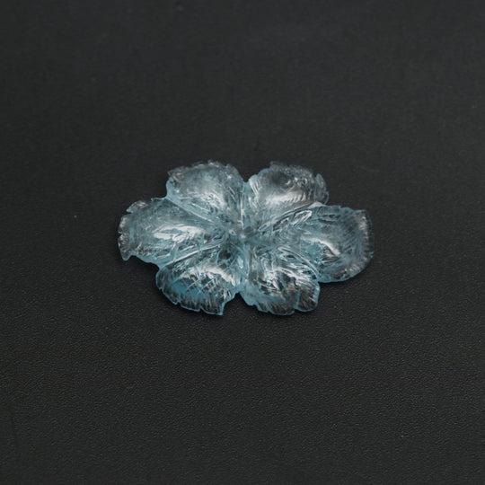 Natural Aquamarine Flower Carving Loose Gemstone, 18.5x30 mm, Aquamarine Flower, Aquamarine Carving Jewelry Making Gemstone, 1 Piece