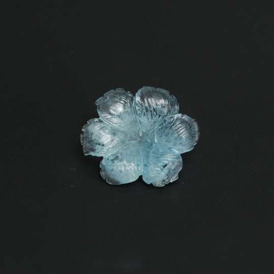 Natural Aquamarine Flower Carving Loose Gemstone, 29x29 mm, Aquamarine Flower, Aquamarine Carving Jewelry Making Gemstone, 1 Piece