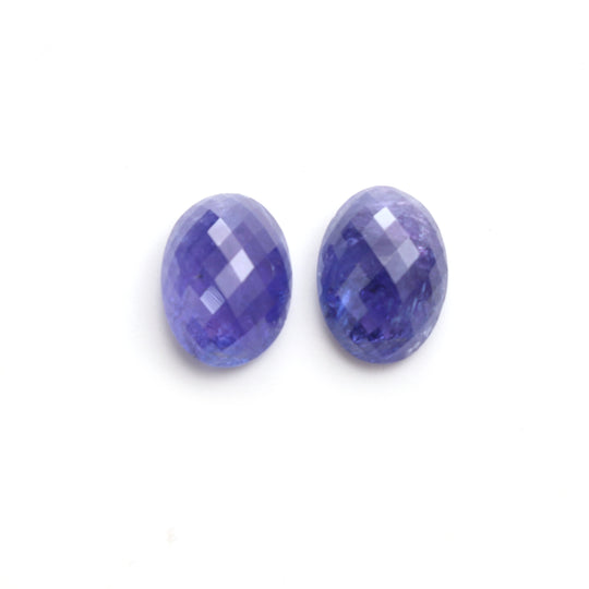 Natural Tanzanite Faceted Oval Loose Gemstone, 13x18 mm, Tanzanite , 1 Pair