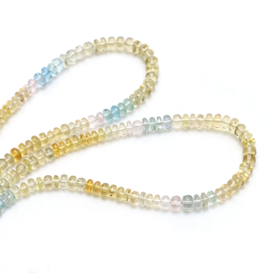 4 mm To 5 mm Natural Multi Aquamarine Smooth Rondelle Beads