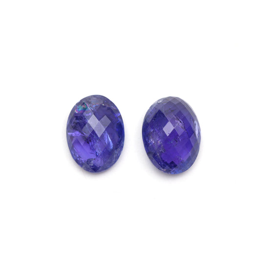 Natural Tanzanite Faceted Oval Loose Gemstone, 12x16 mm, Tanzanite , 1 Pair