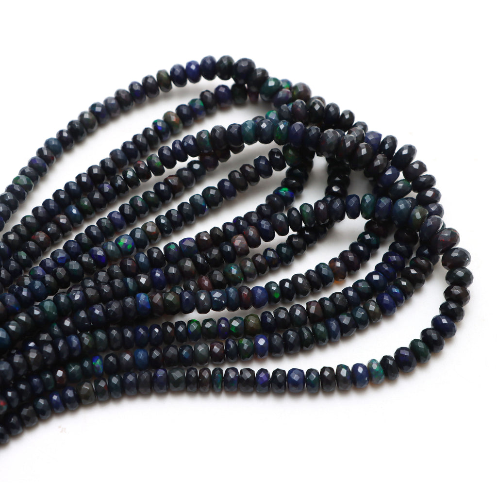 Black Ethiopian Opal Faceted Rondelle Beads