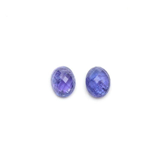 Natural Tanzanite Faceted Oval Loose Gemstone, 8x10 mm, Tanzanite , 1 Pair