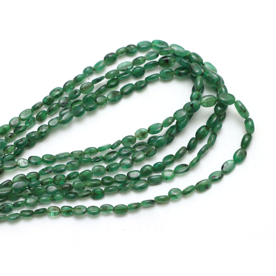 Emerald Smooth Oval Beads, 3.5x4.5 mm To 5x7 mm, Emerald Beads, Emerald Jewelry Making Beads,18 Inches Full Strand, Price Per Strand