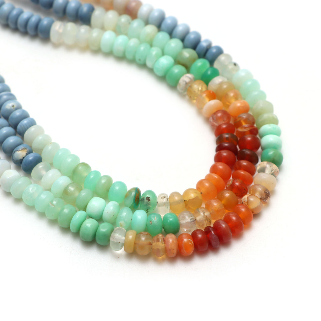 Multi Opal Smooth Rondelle Beads