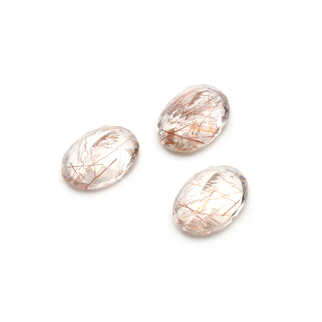 Natural Copper Rutile Faceted Oval Loose Gemstone, 13x18 mm, Copper Rutile Jewelry Handmade Gift For Women, Set of 3 Pieces - National Facets, Gemstone Manufacturer, Natural Gemstones, Gemstone Beads