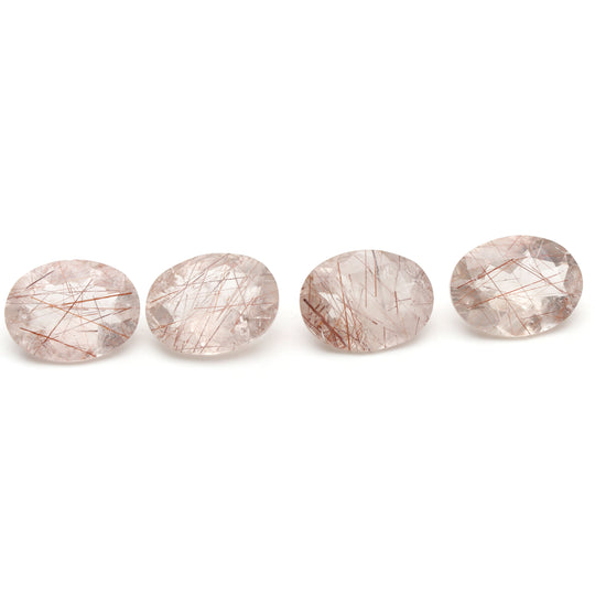 Natural Copper Rutile Faceted Oval Loose Gemstone, 12x16 mm, Copper Rutile Jewelry Making Gemstone, Set of 4 Pieces