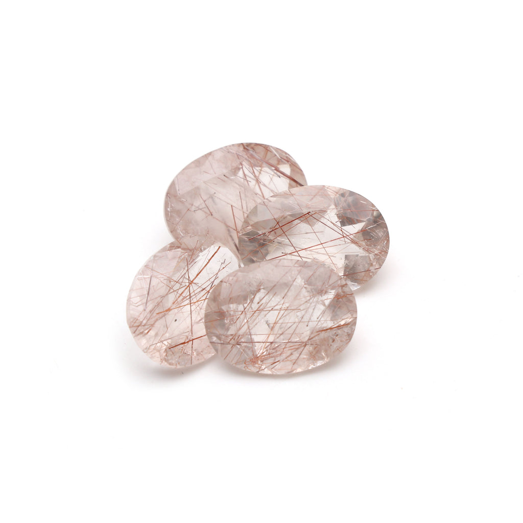 Natural Copper Rutile Faceted Oval Loose Gemstone, 12x16 mm, Copper Rutile Jewelry Handmade Gift For Women, Set of 4 Pieces - National Facets, Gemstone Manufacturer, Natural Gemstones, Gemstone Beads